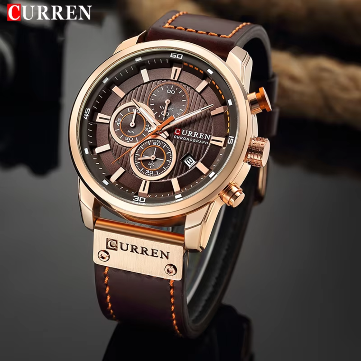 relógio pulseira de couro masculino curren max viriati